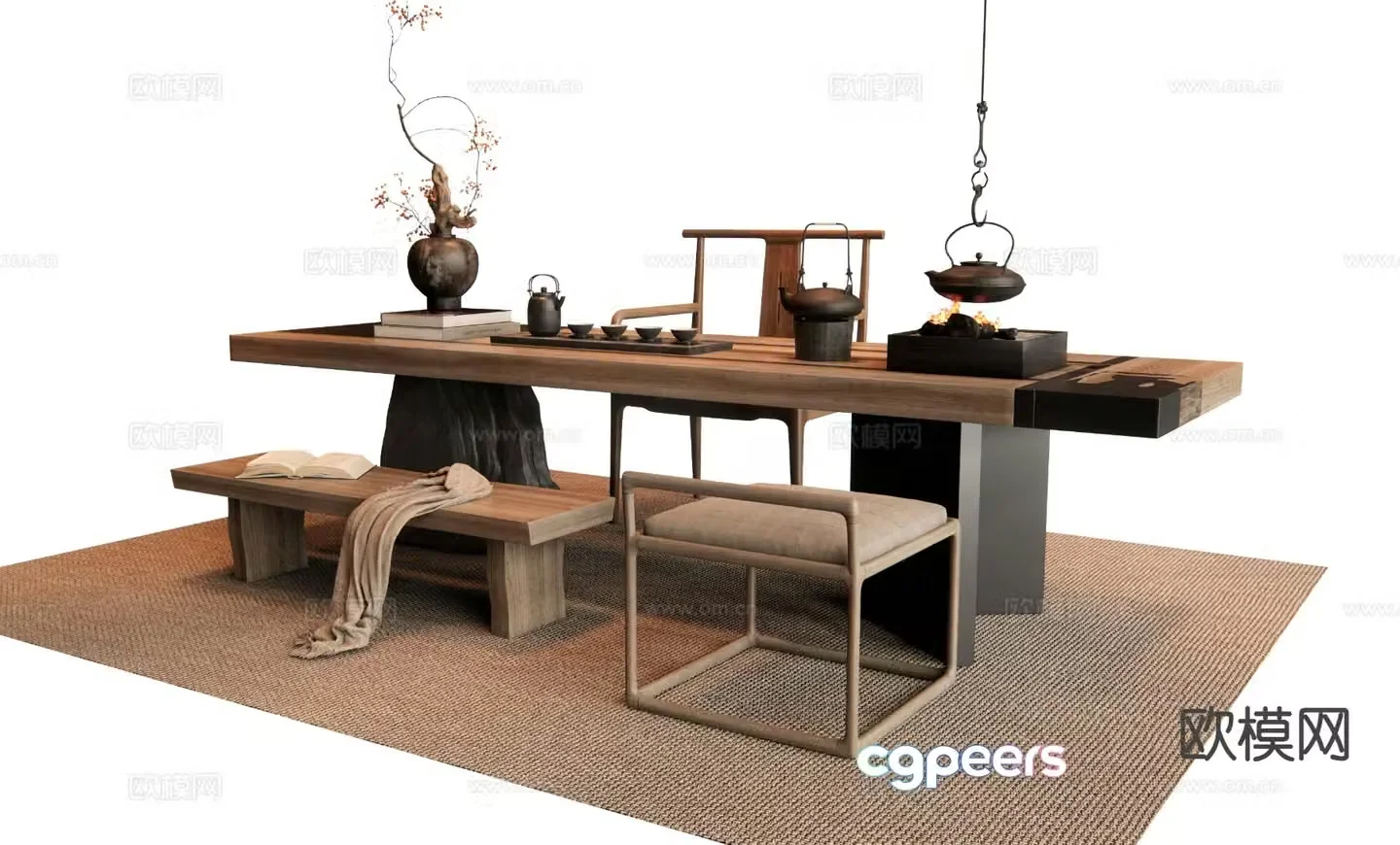 New Chinese style tea table tea table 3d model