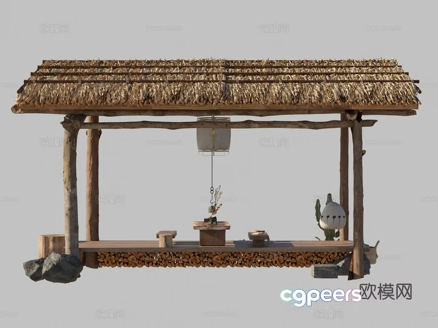Straw house landscape pavilion thatched pavilion 3D model
