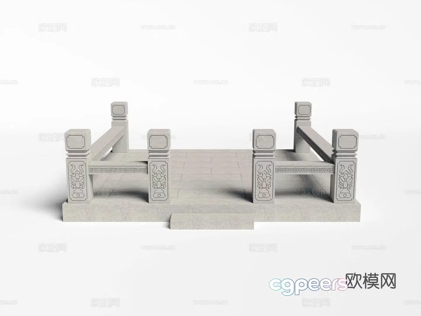 New Chinese bluestone railing 3D model