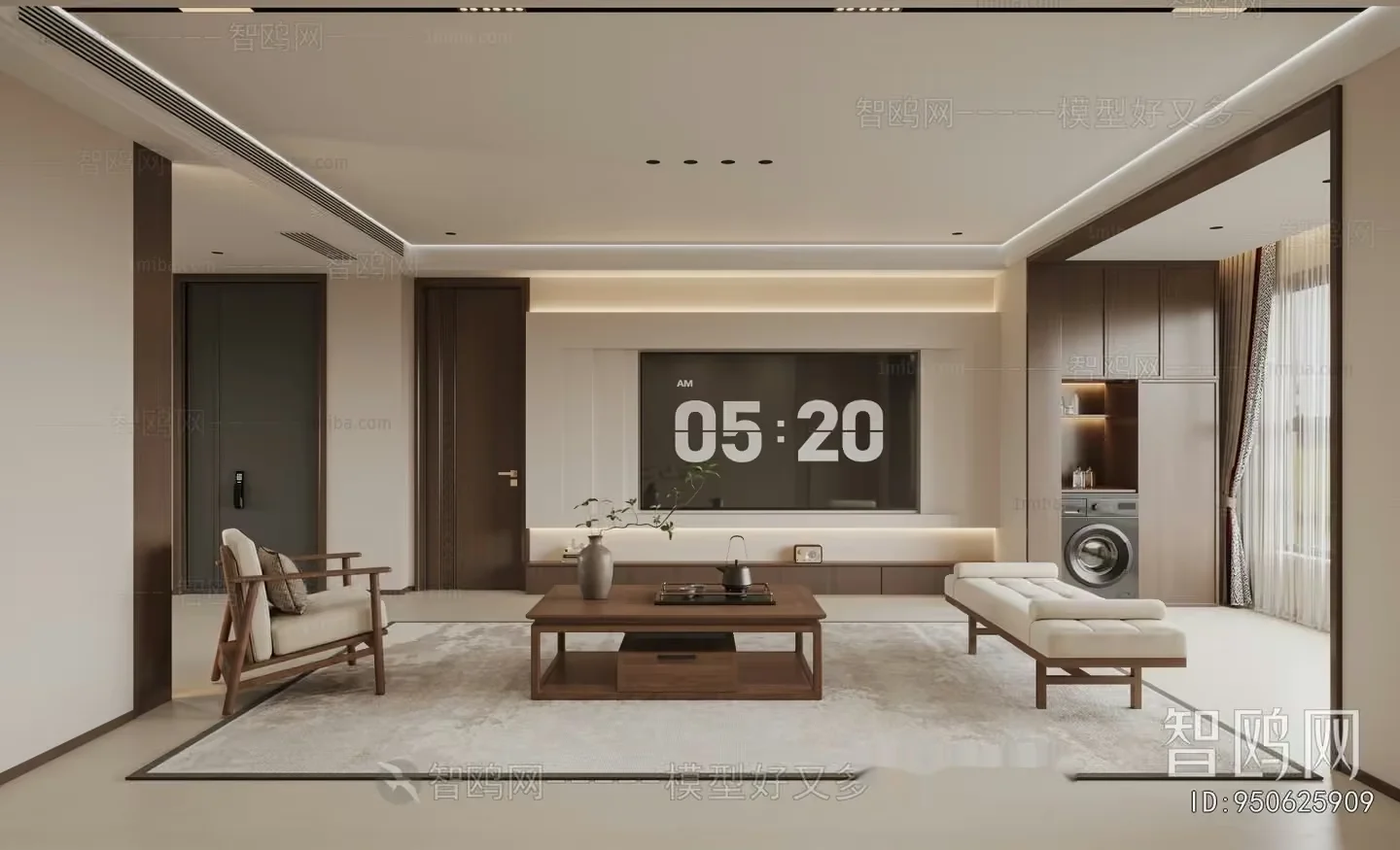 Modern Living Room 3D Model – 4079 – VRAY Render
