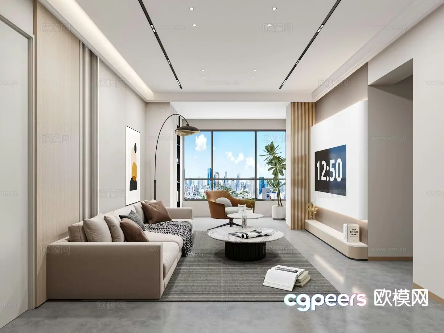 Modern living room bedroom study room tatami room 3d model