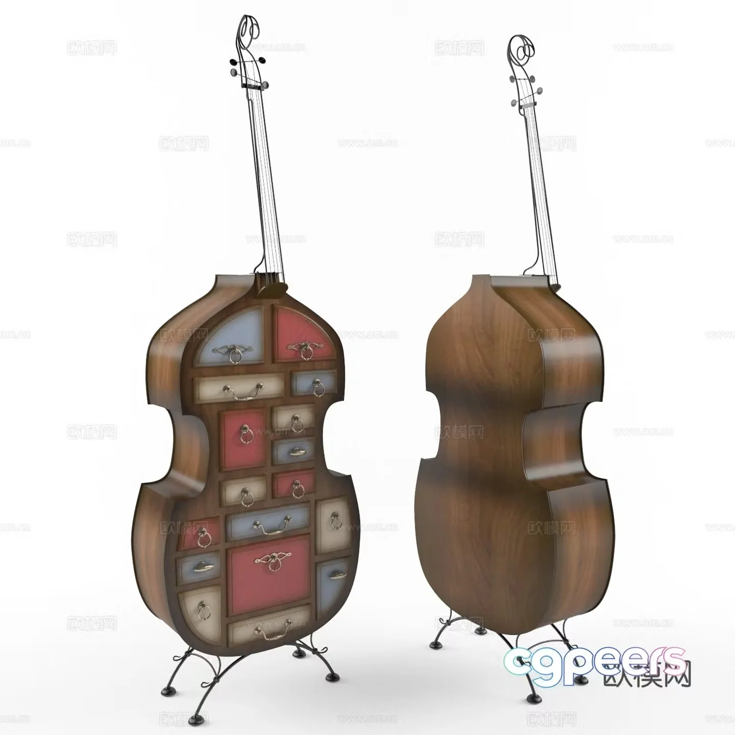Modern Italian cello decorative cabinet chest of drawers 3d model