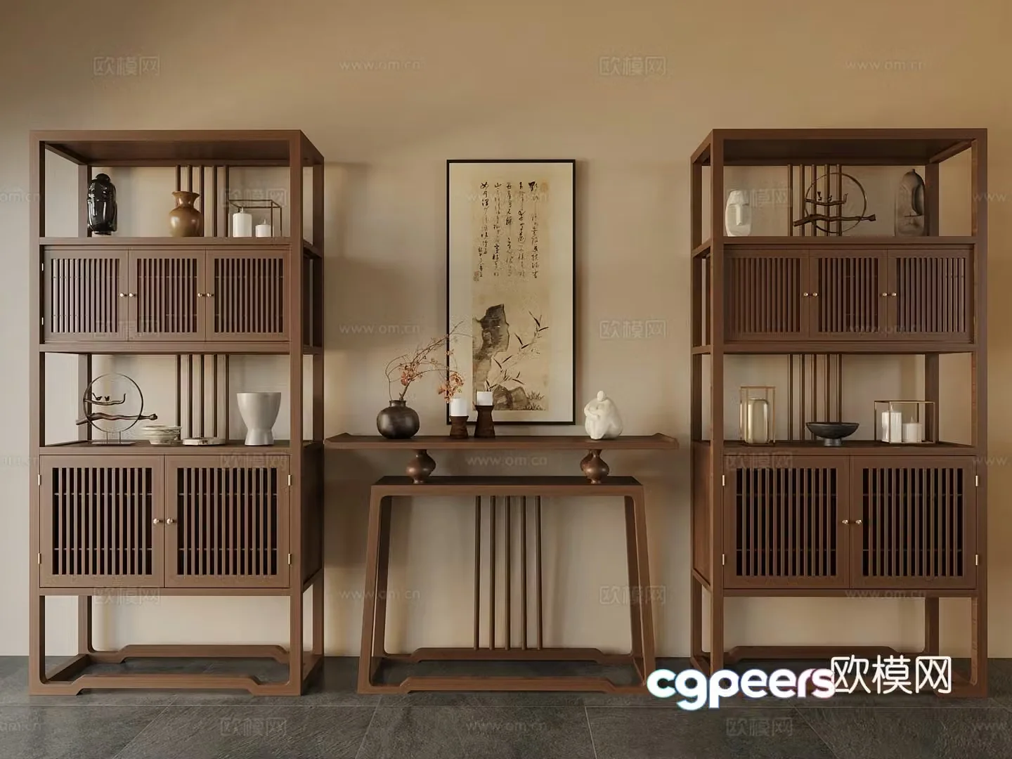 New Chinese style 3D model of Bo Gu shelf
