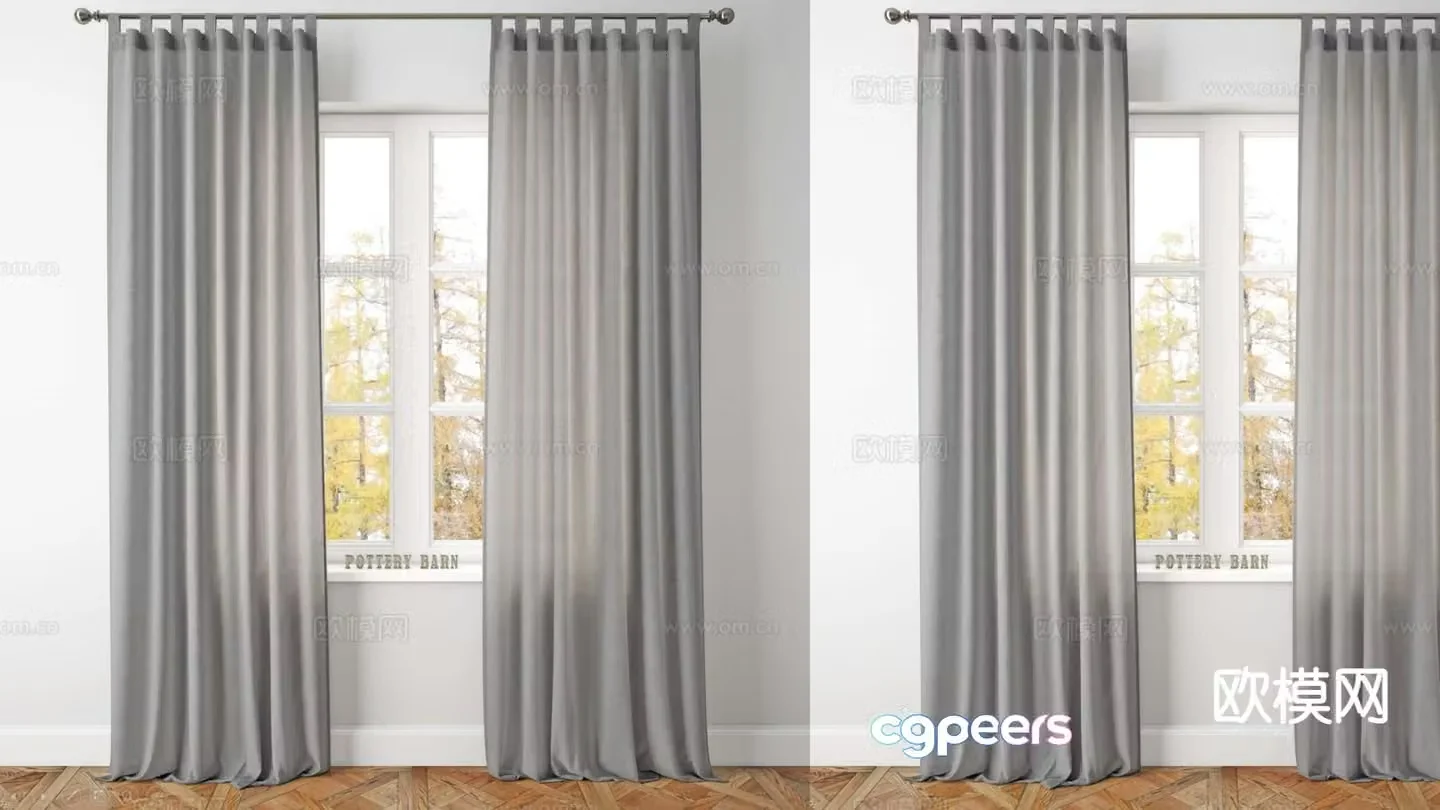 Modern curtains solid color curtains cloth curtains gauze curtain 3d model