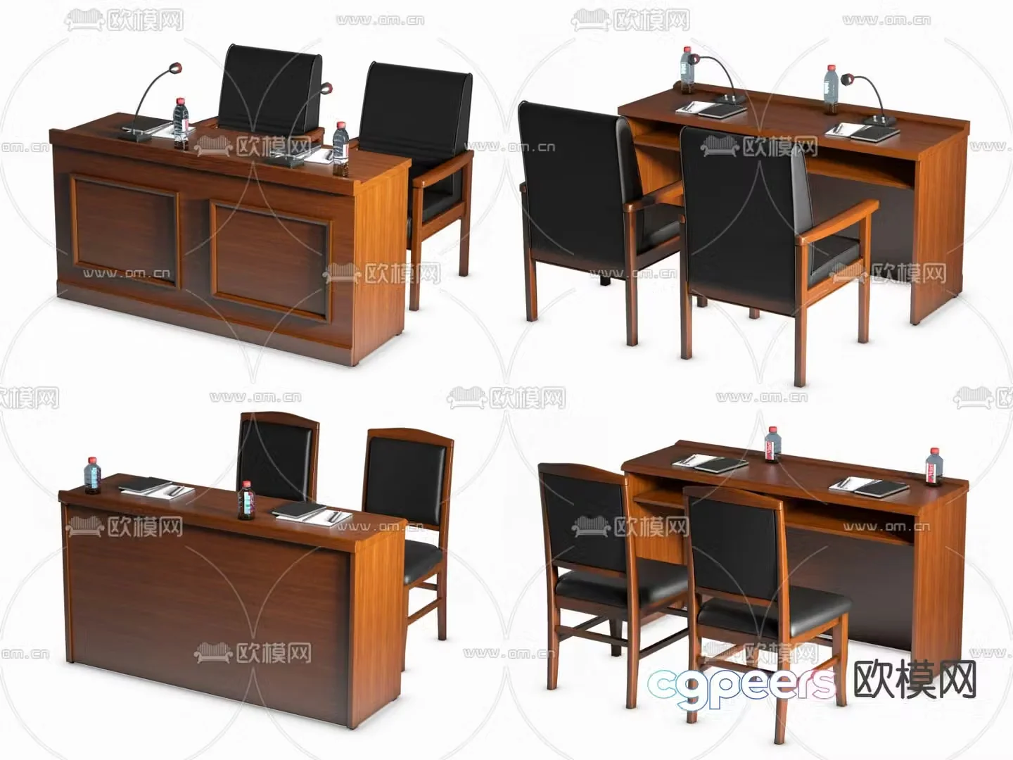 New Chinese style office desks and chairs rostrum tables and chairs 3D model