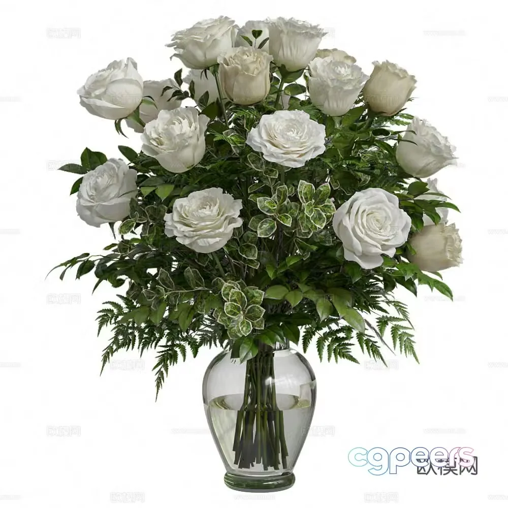 Modern vase flower art 3d model