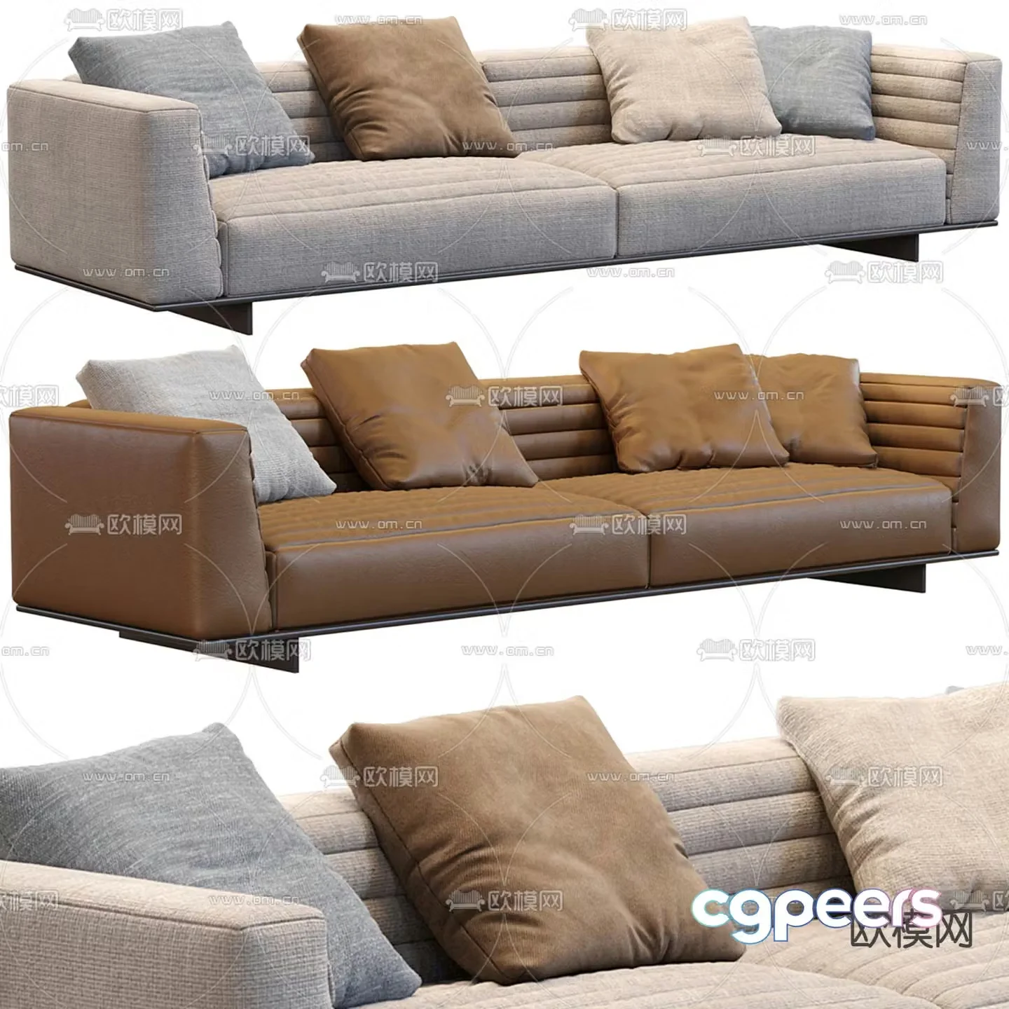 Double sofa upholstered sofa 3d model