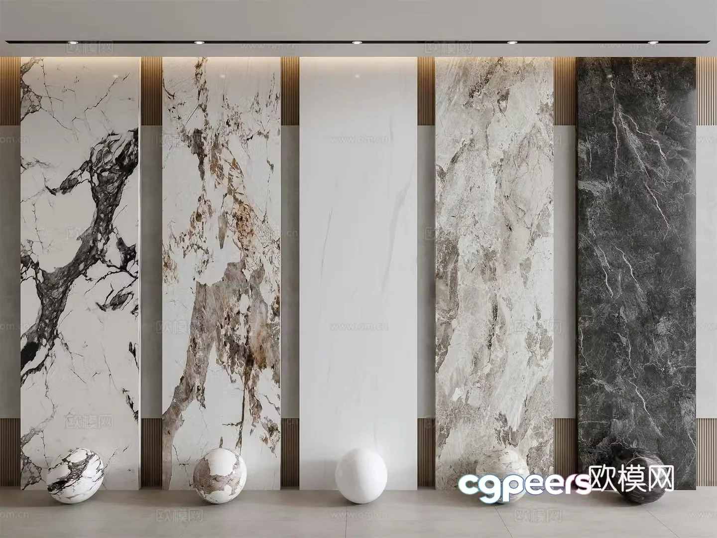 Modern marble wainscoting wall panel Bulgari jazz white fish belly white Pandora 3d model