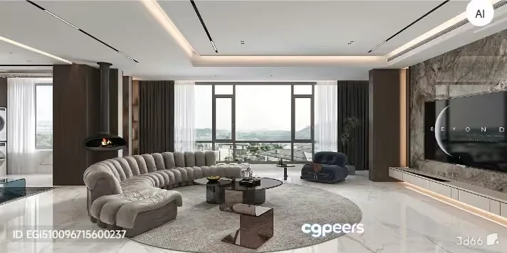 Modern Living Room 3D Model – 3069 – VRAY Render