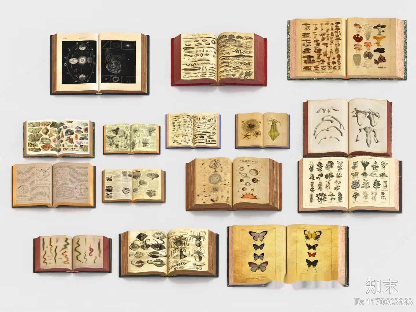 Old Vintage Books 3D Model – 4236 – VRAY Render
