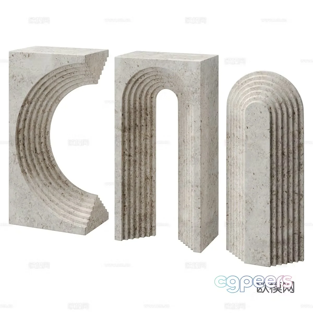 Modern Italian minimalist terrazzo sculpture ornaments 3D model