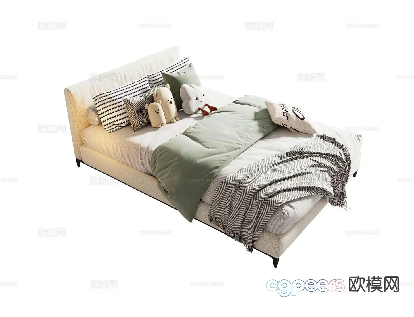 Cream style children’s bed 3d model