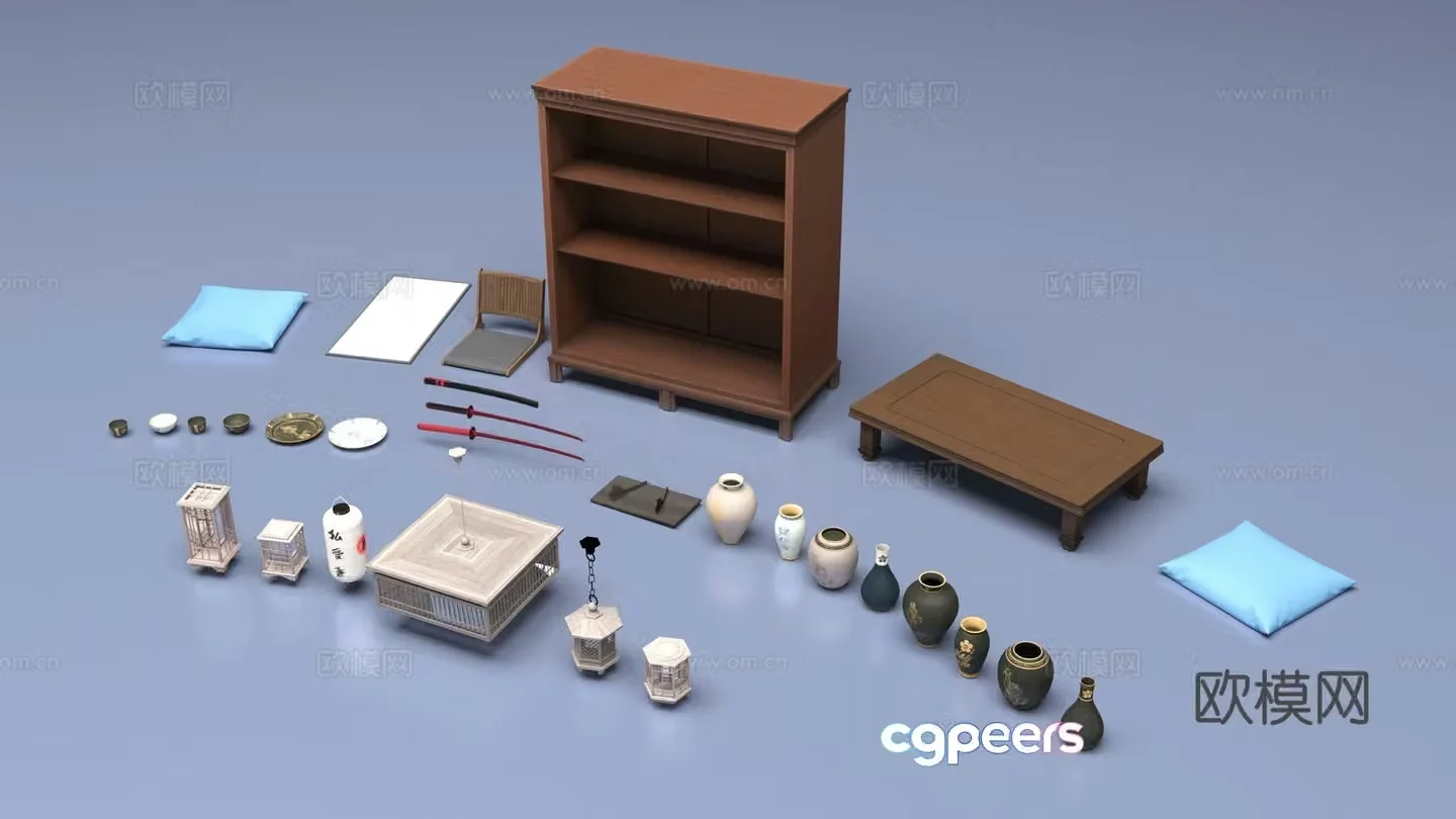 Japanese furniture lamp 3d model