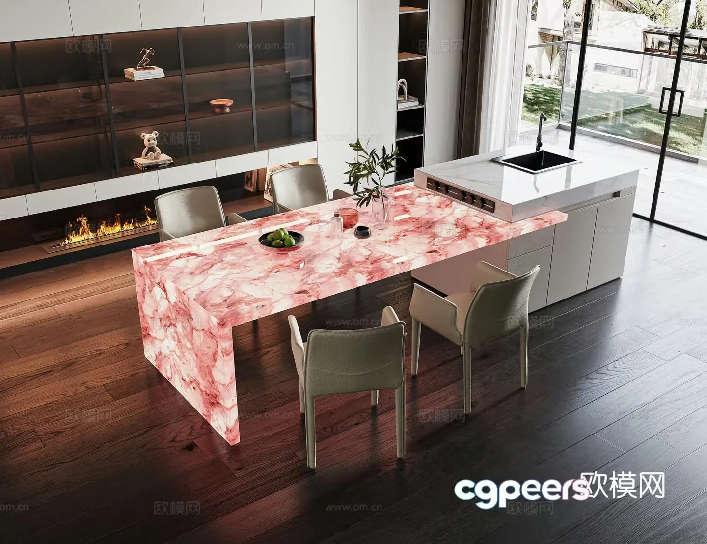 Modern Nakajima Table Table and Chair 3D Model