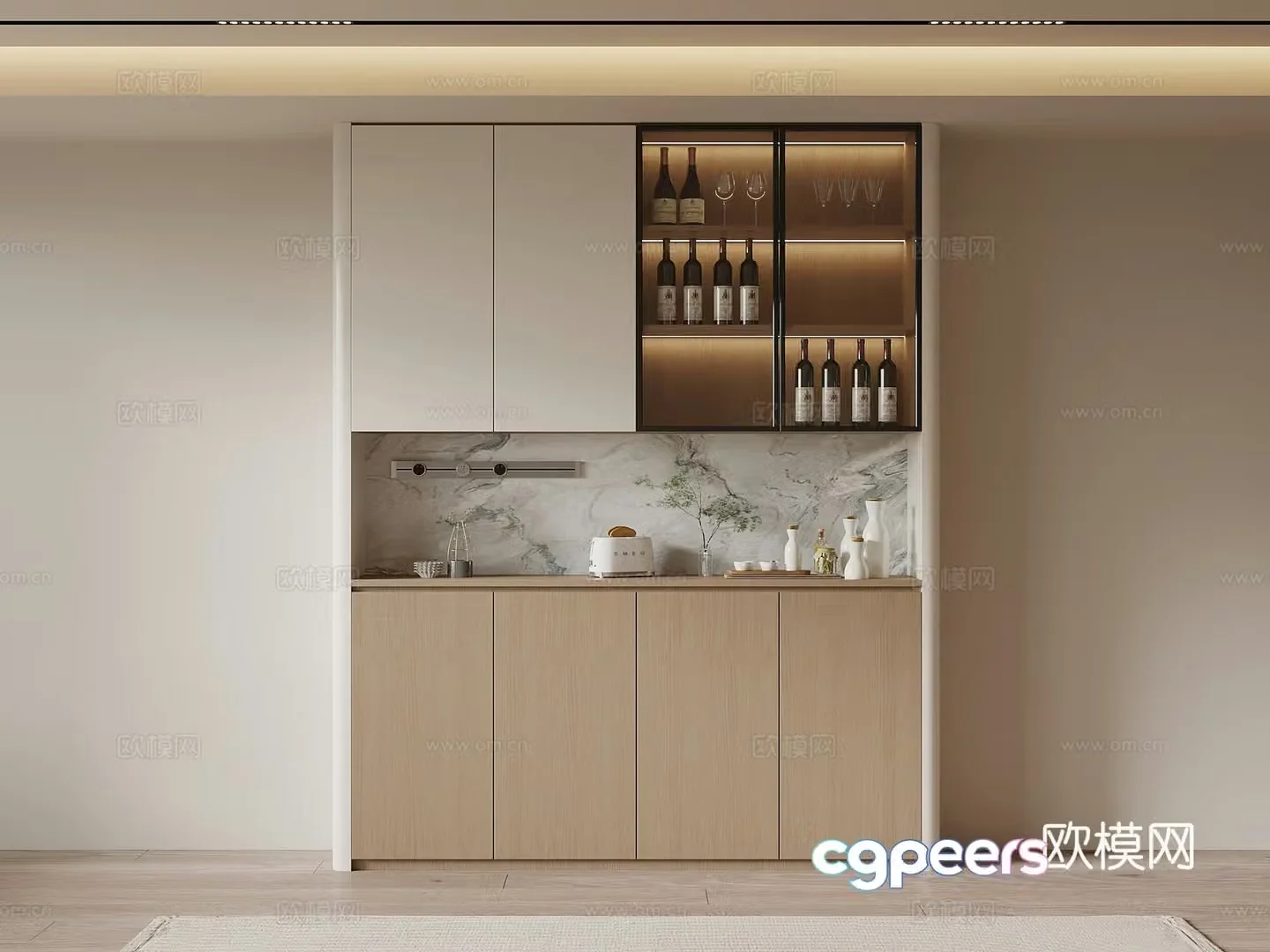 Modern simple wine cabinet sideboard 3D model