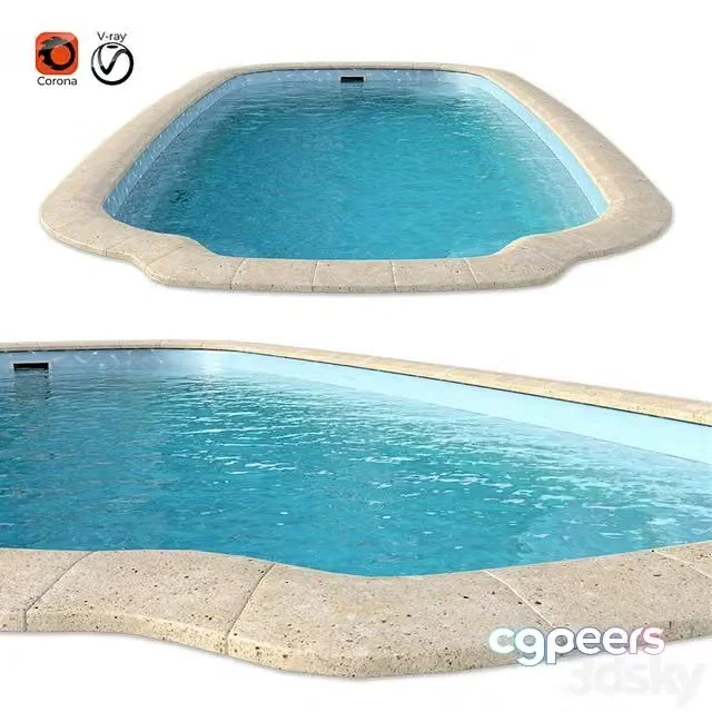 3ds Max Free – 3D Composite pool Basin Atlantic Premium