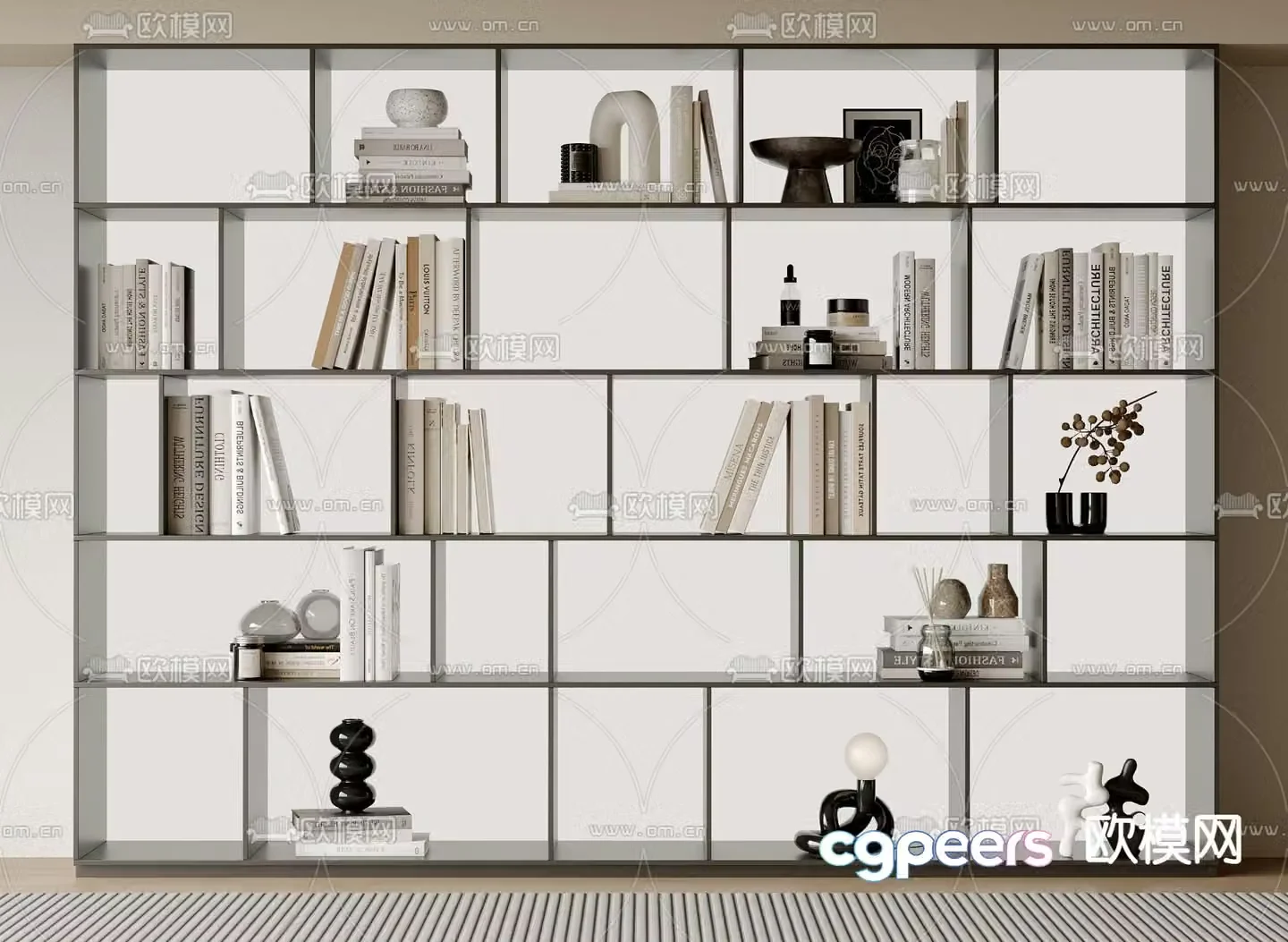 Modern bookshelf storage rack 3d model