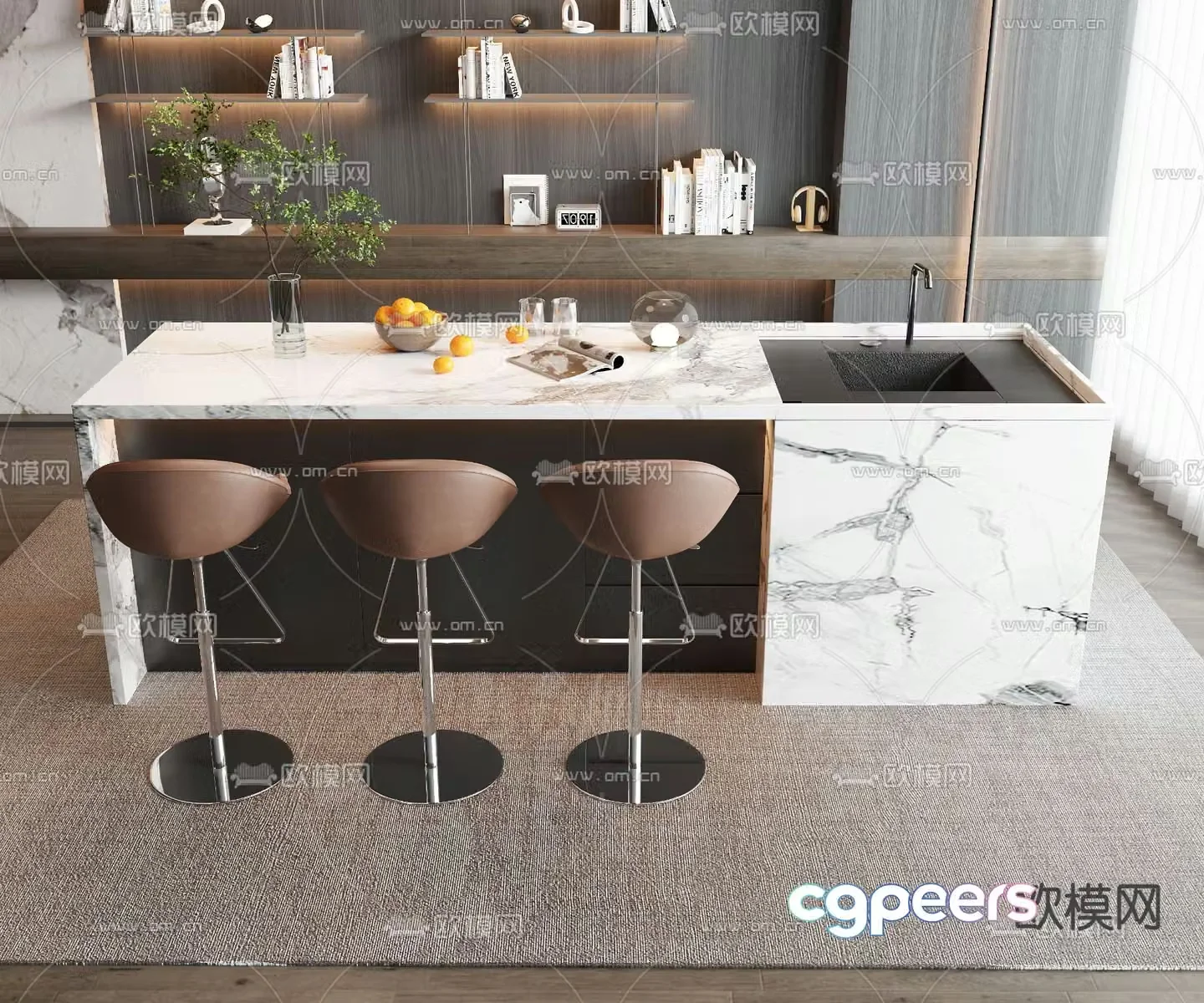 Modern bar island water bar 3D model
