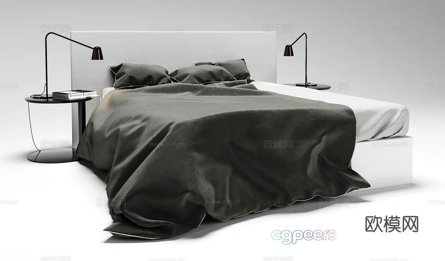 Modern double bed 3d model