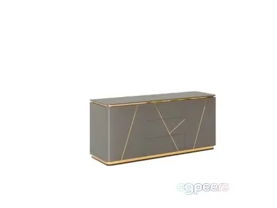 Gray Dresser With Gold Accents 3D Model – 22527 – VRAY Render