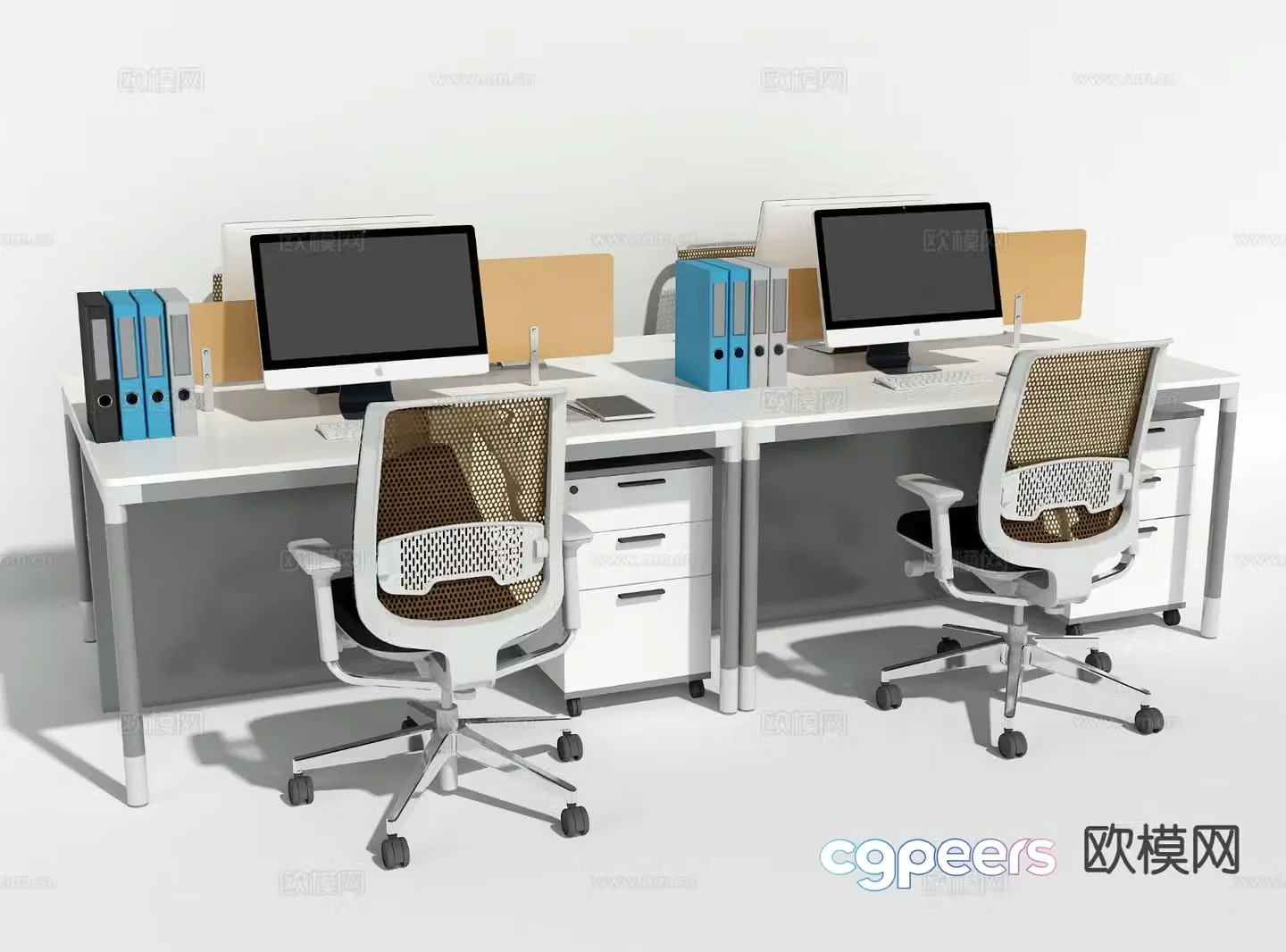 Office desk and chair work station staff table 3d model