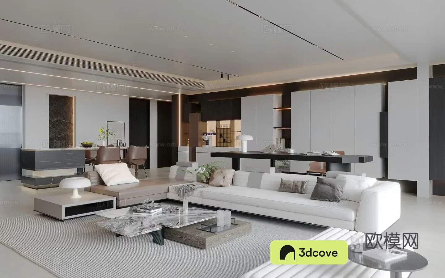 Modern minimalist living restaurant