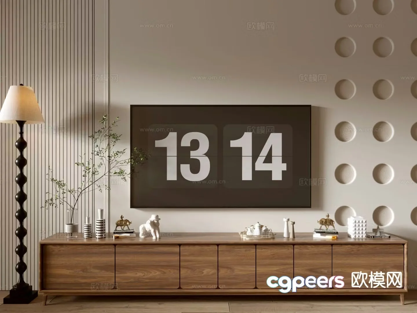 Log style TV cabinet 3D model