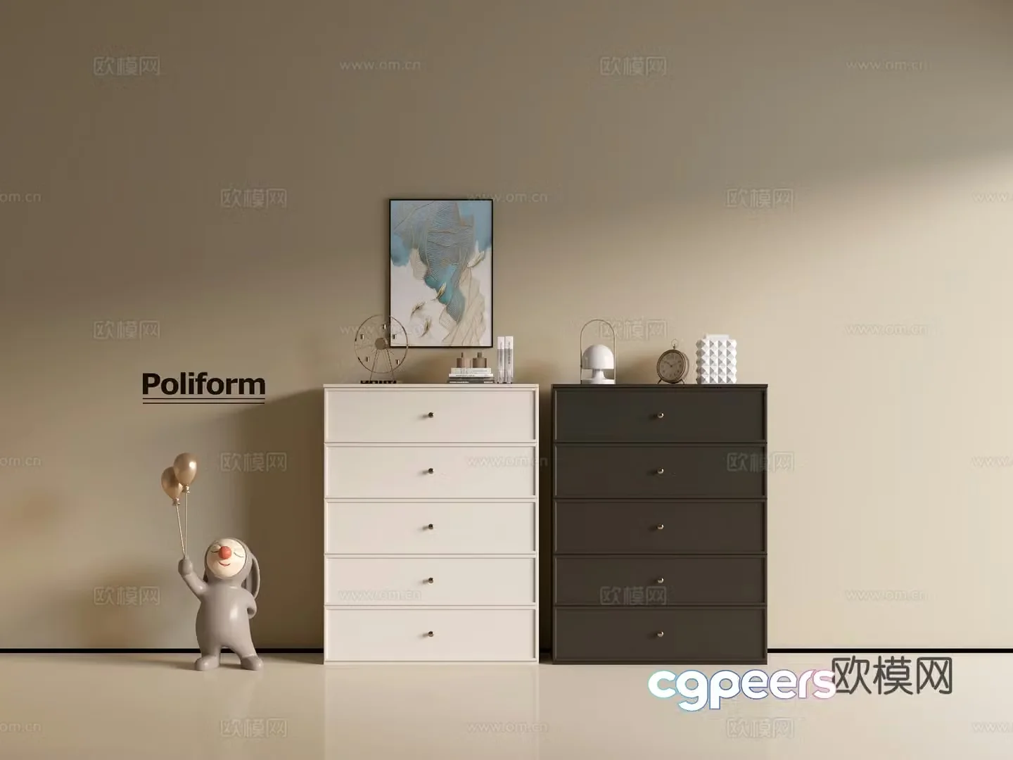 Modern black cabinet cream cabinet ins wind side cabinet chest cabinet low cabinet whole cabinet side cabinet 3d model