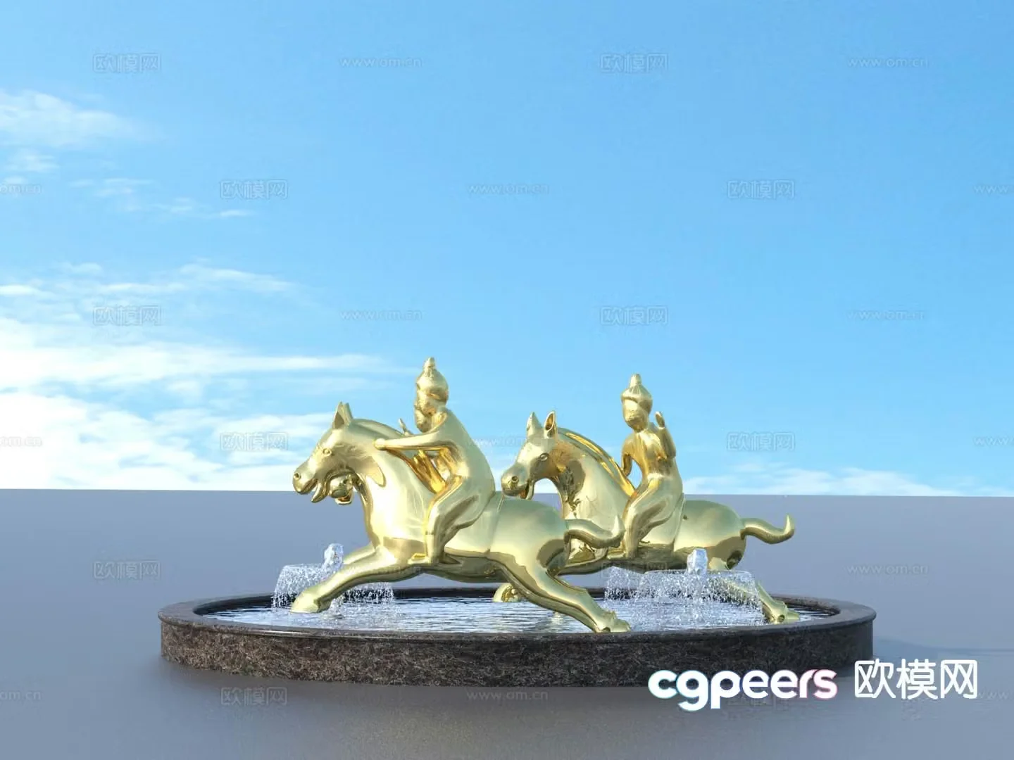 urban sculpture waterscape landscape sculpture 3d model