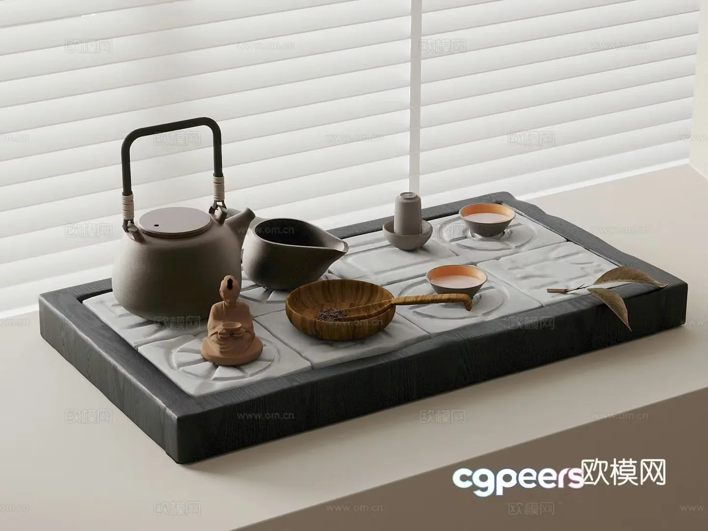 New Chinese style tea set teapot tea cup 3d model
