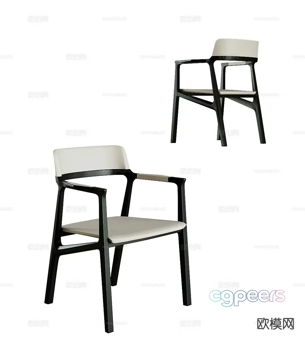 Modern single chair chair dining chair 3d model