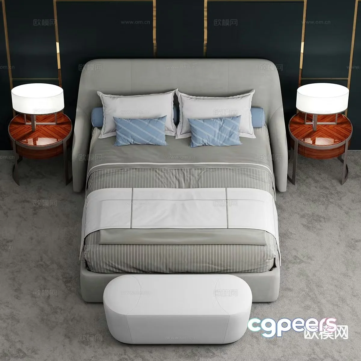 Modern double bed 3d model
