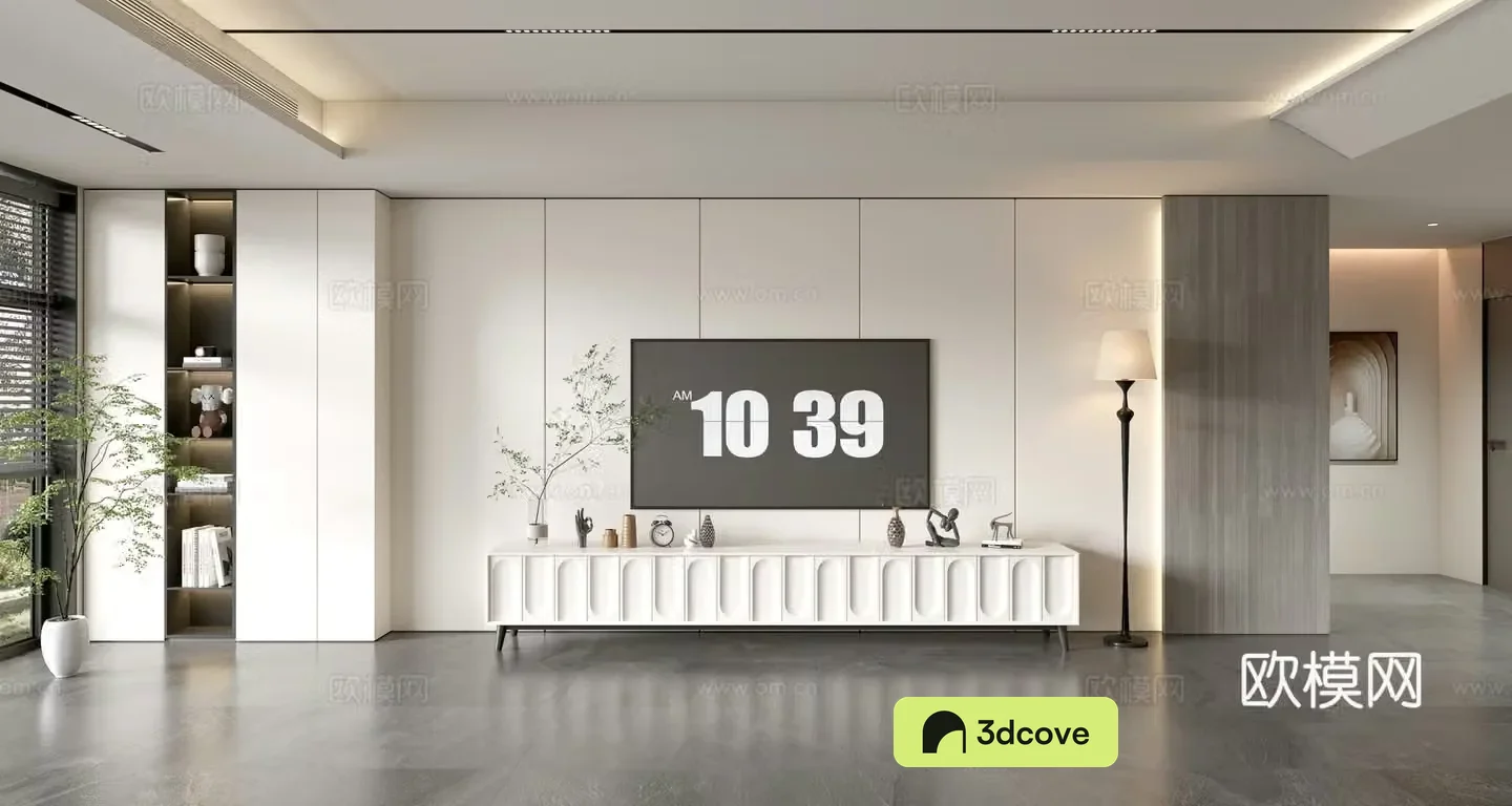 Modern simple living room light luxury TV background wall TV set full wall TV cabinet combination