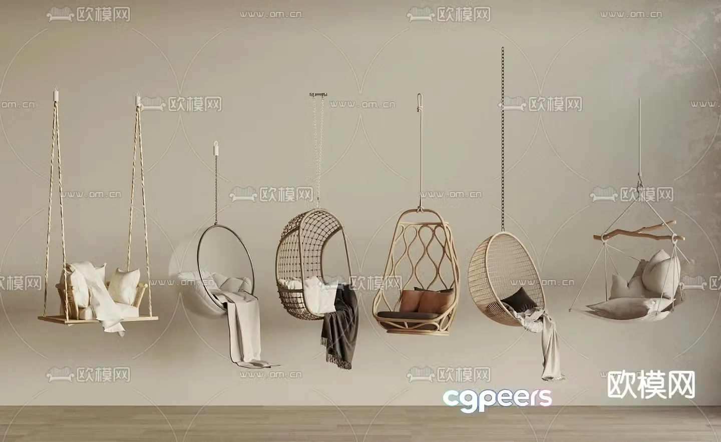 Modern hanging chair swing chair 3d model