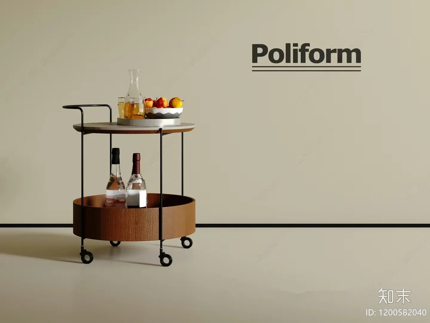 Mid-Century Modern Serving Cart 3D Model – 16659 – CORONA Render