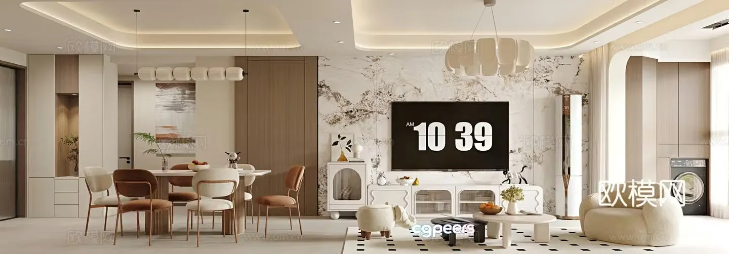 Creamy Style Restaurant 3D Model