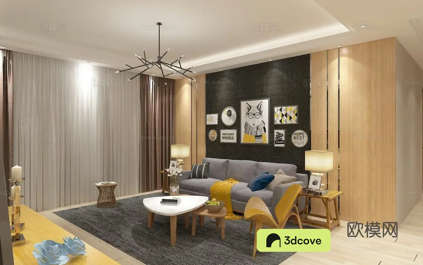 Nordic style dining room combination sofa TV background wall dining table wine cabinet shoe cabinet air conditioning