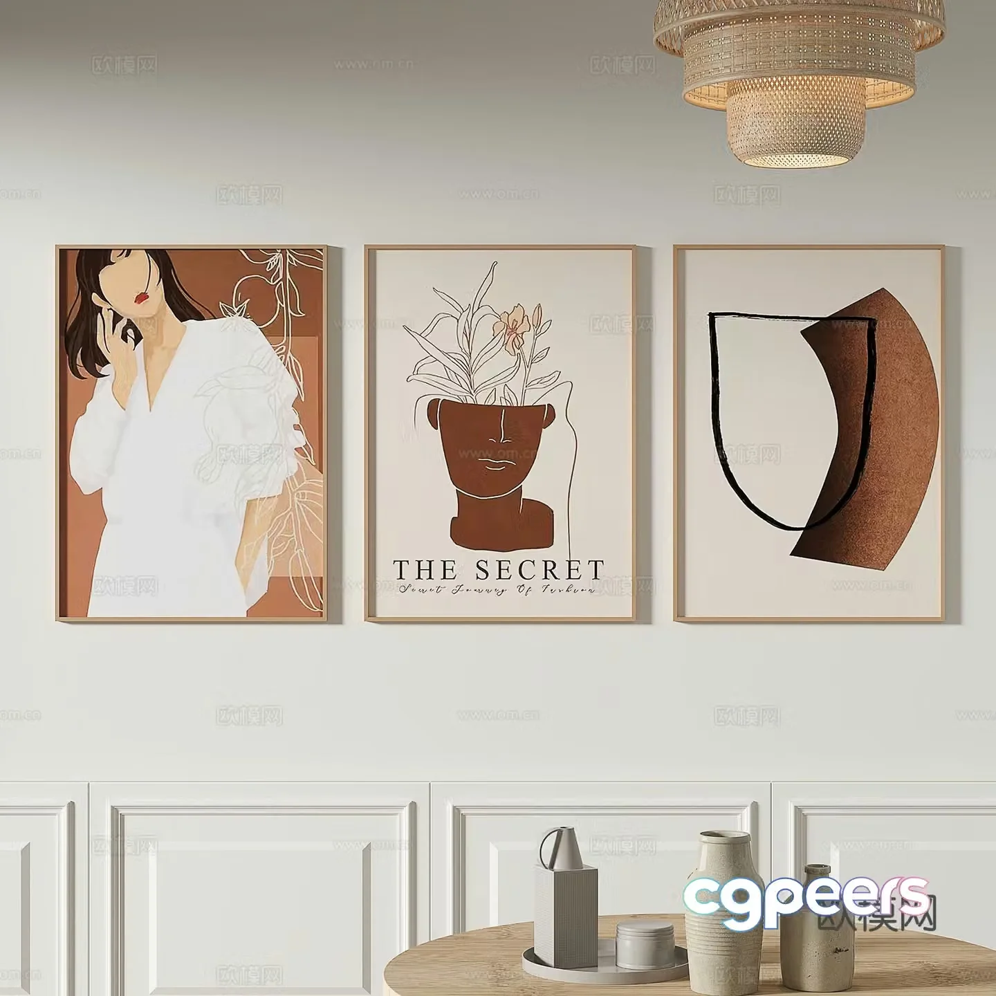 Modern minimalist abstract decorative painting 3d model