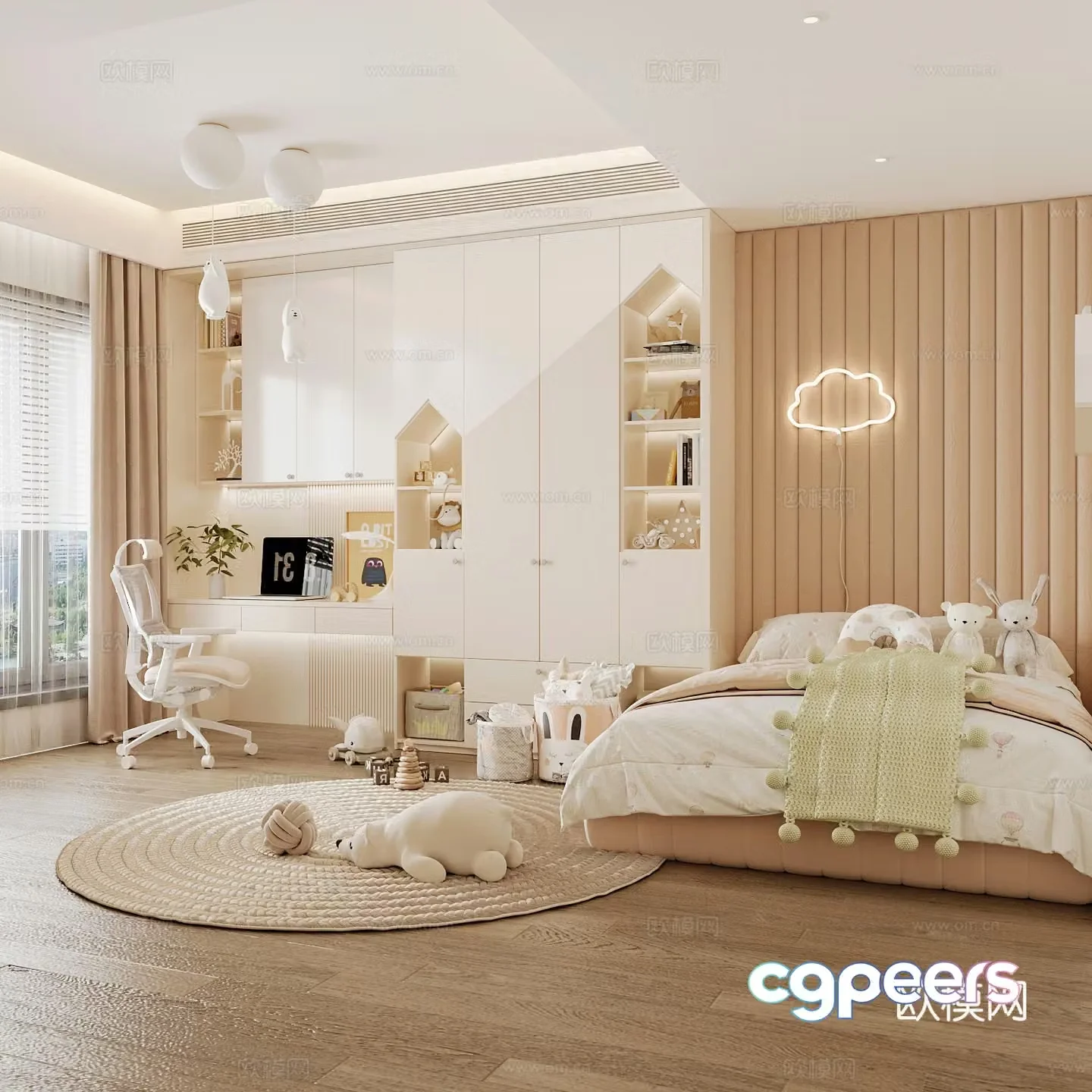 Modern children’s room girl’s room 3d model