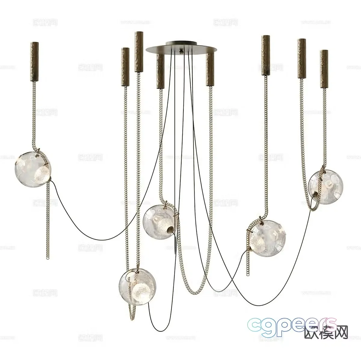 Modern ball chandelier Multi-head chandelier 3d model