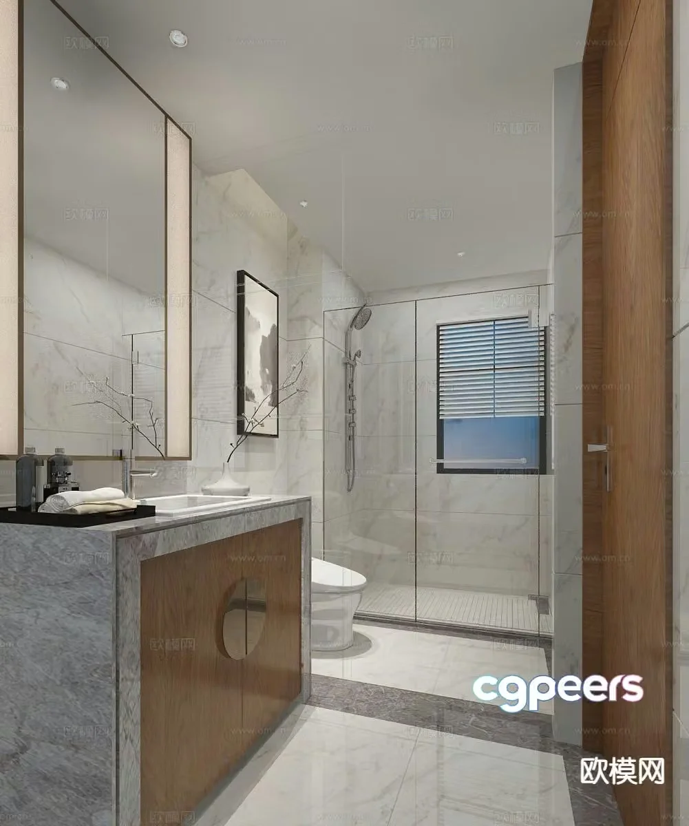 New Chinese style bathroom bathroom toilet 3d model