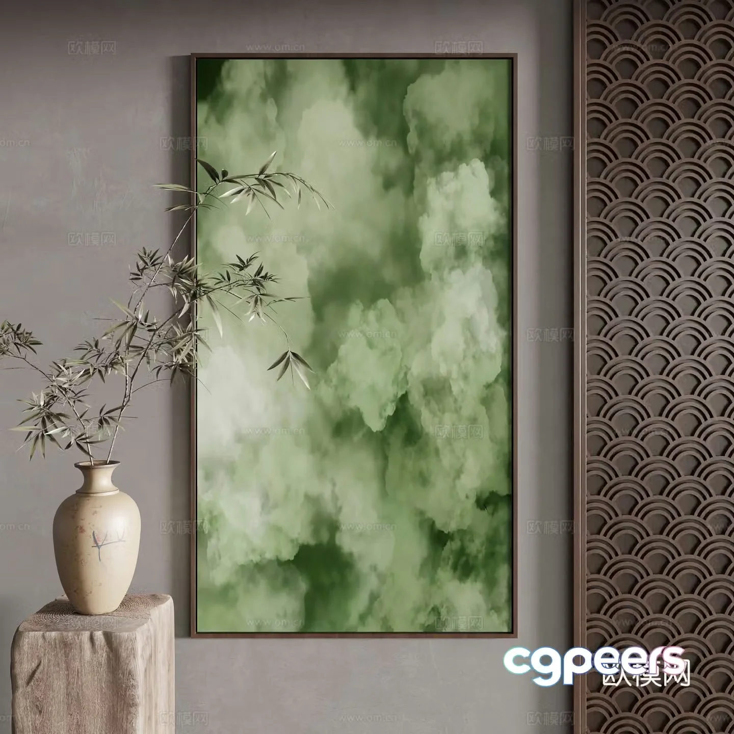 New Chinese style decorative painting 3D model