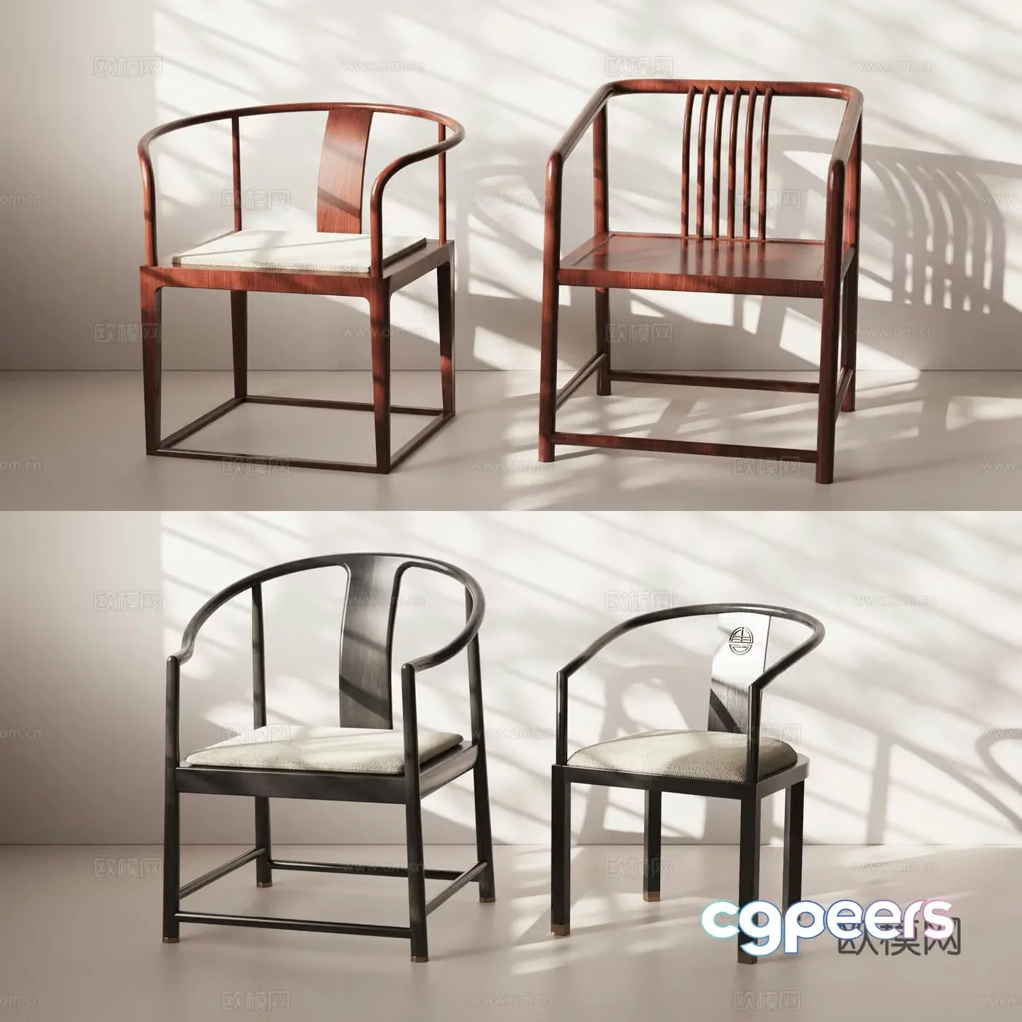 New Chinese style chair single chair Taishi chair 3d model