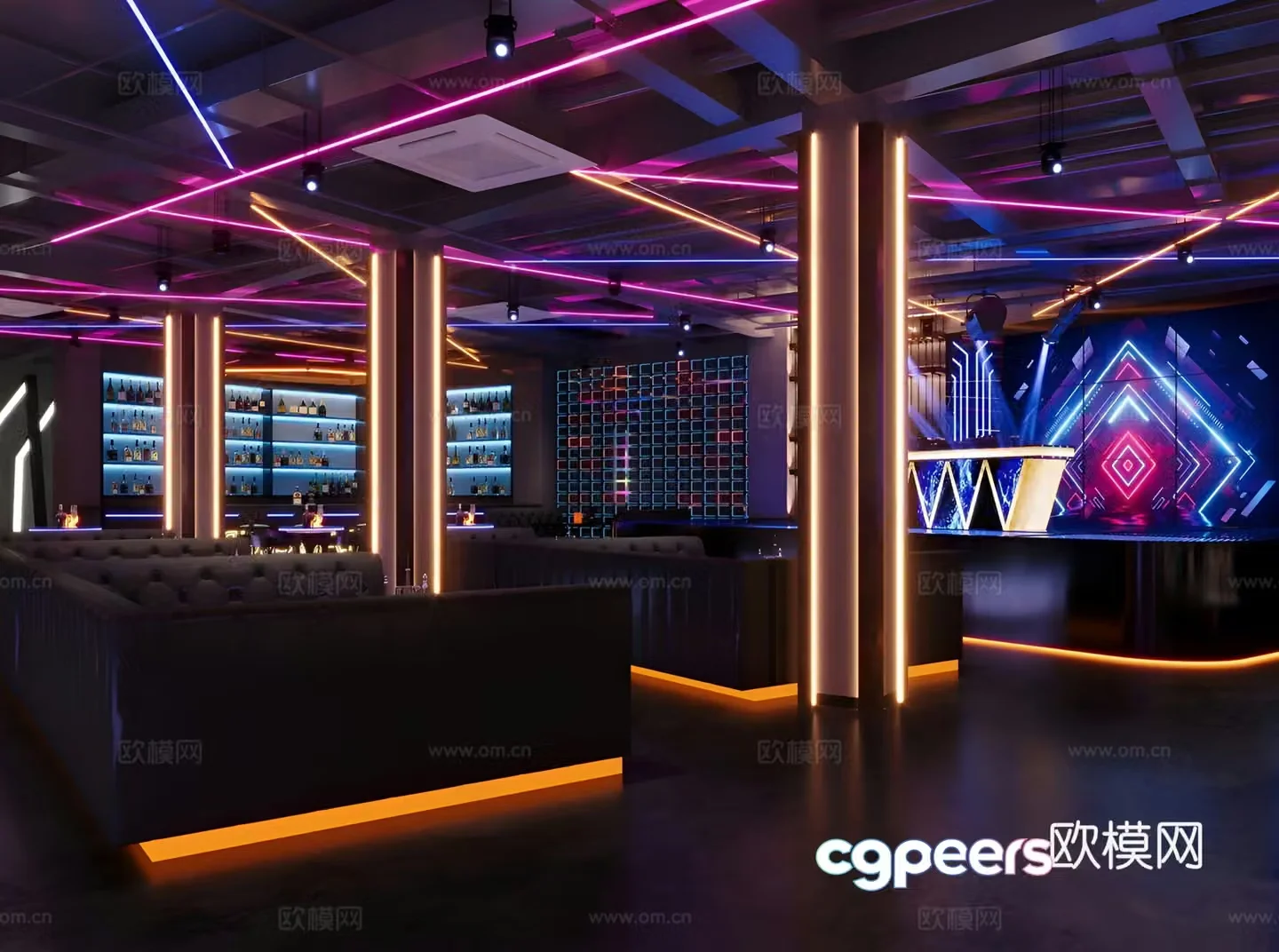 Modern light luxury bar bar Qingba 3d model