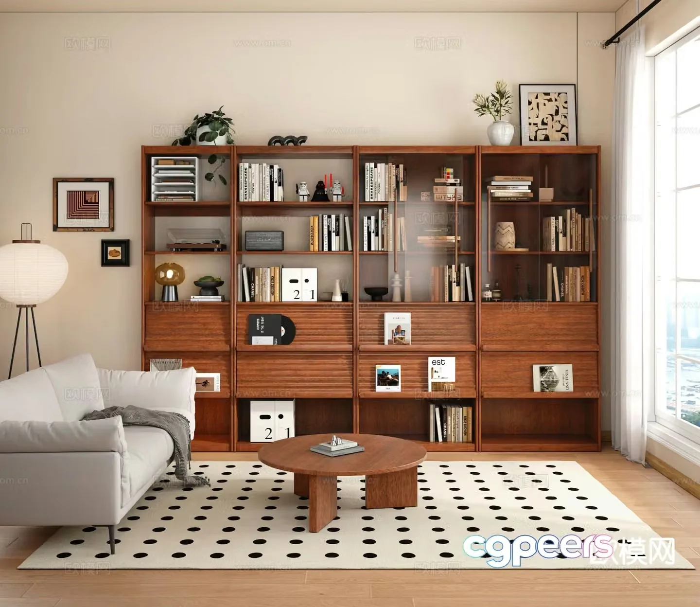 Medieval style bookcase display cabinet 3d model