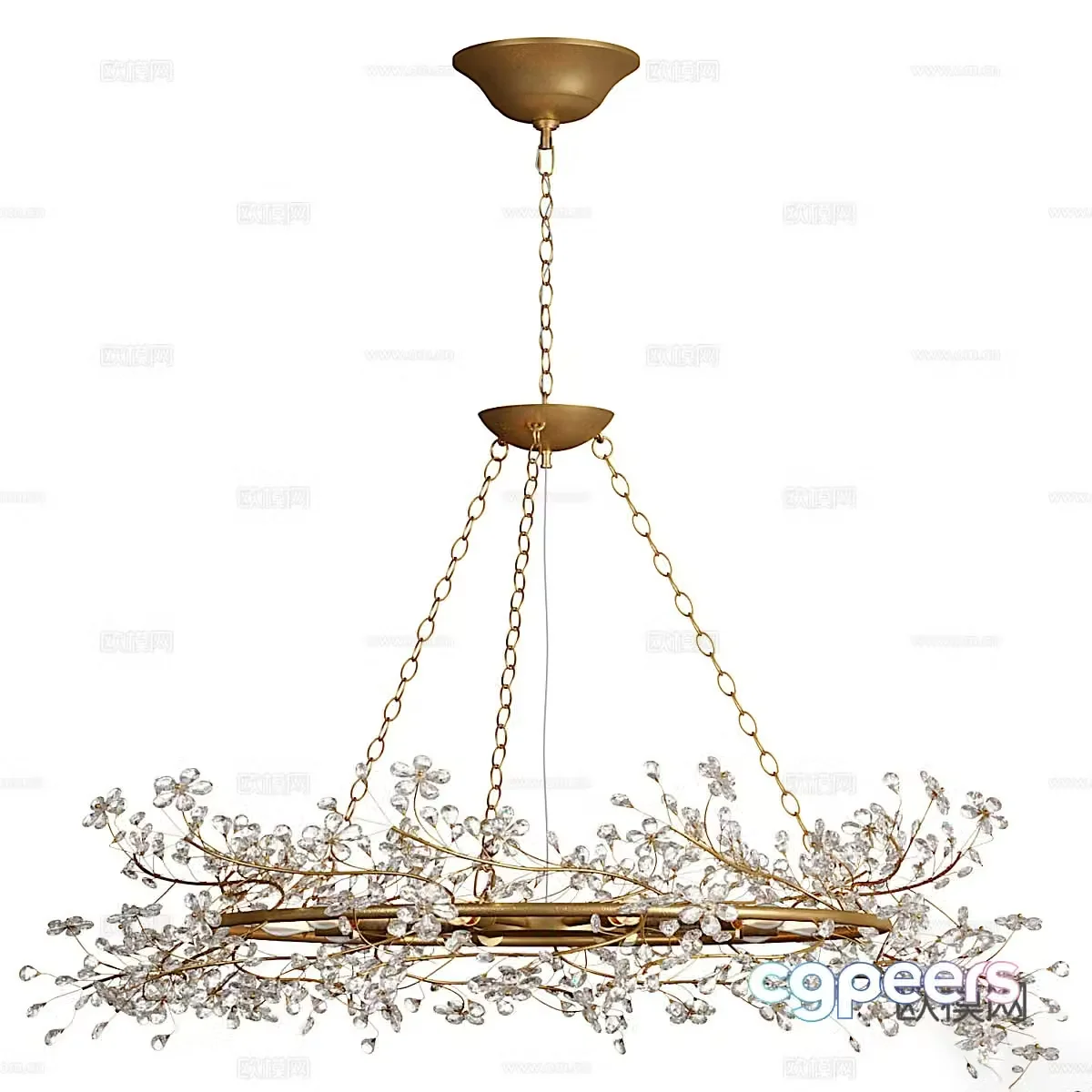 New Chinese light luxury Fiore Crown decorative chandelier 3D model