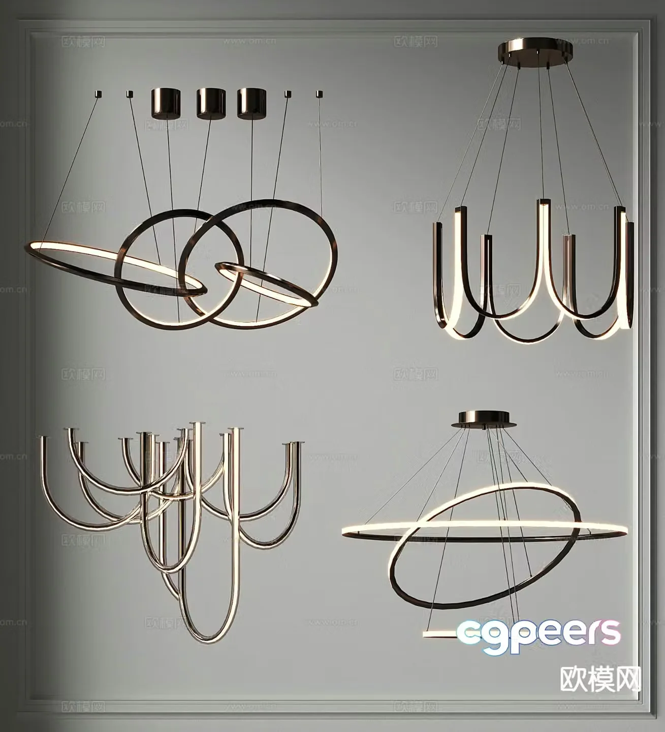 Modern metal chandelier 3d model