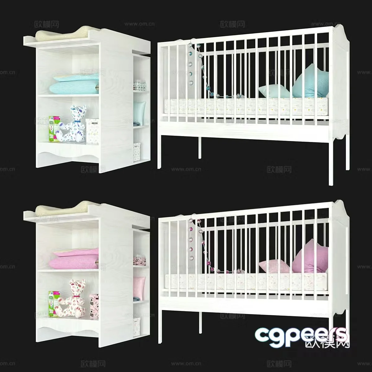 Modern crib changing table 3d model