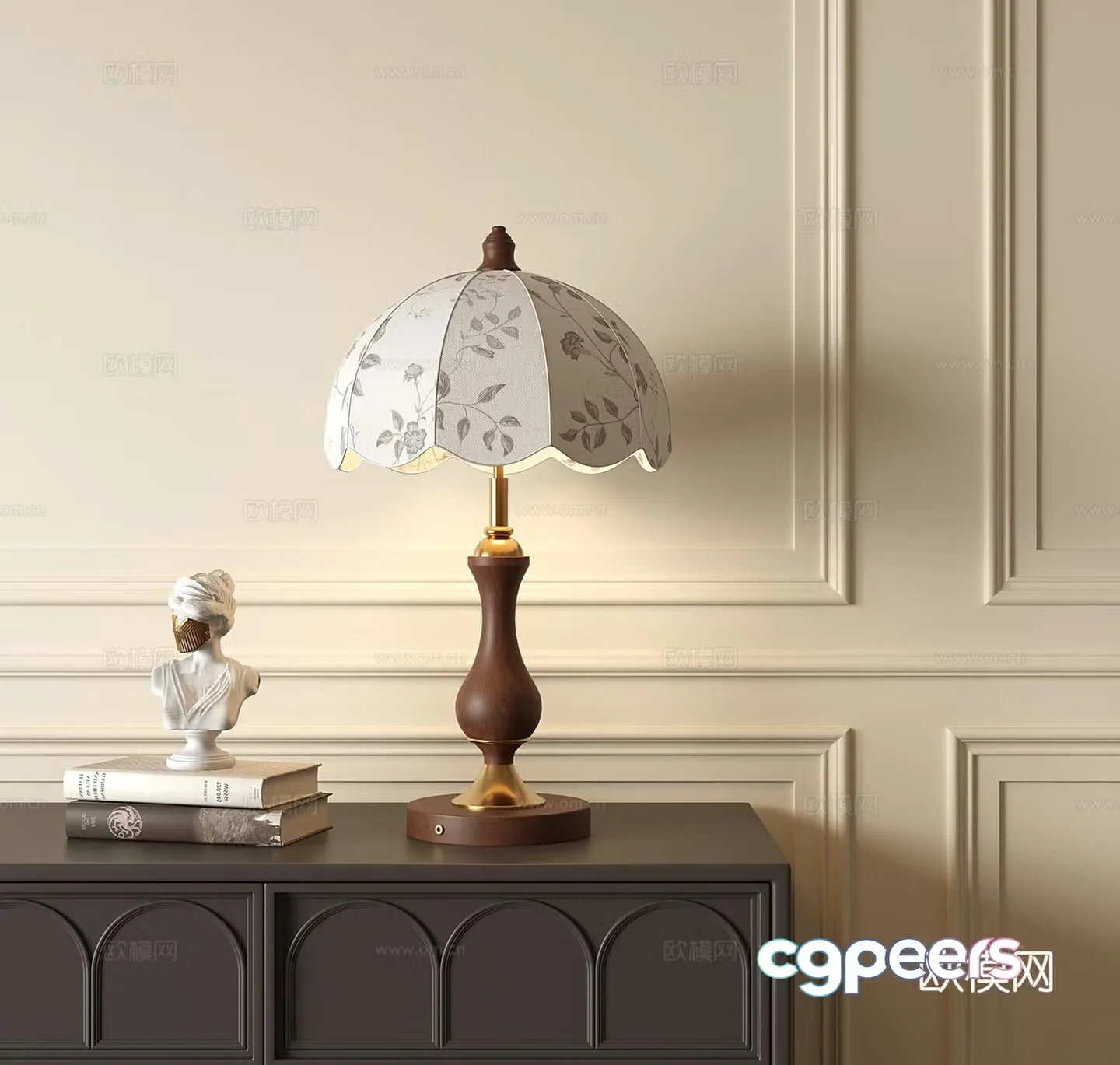 French medieval table lamp 3D model