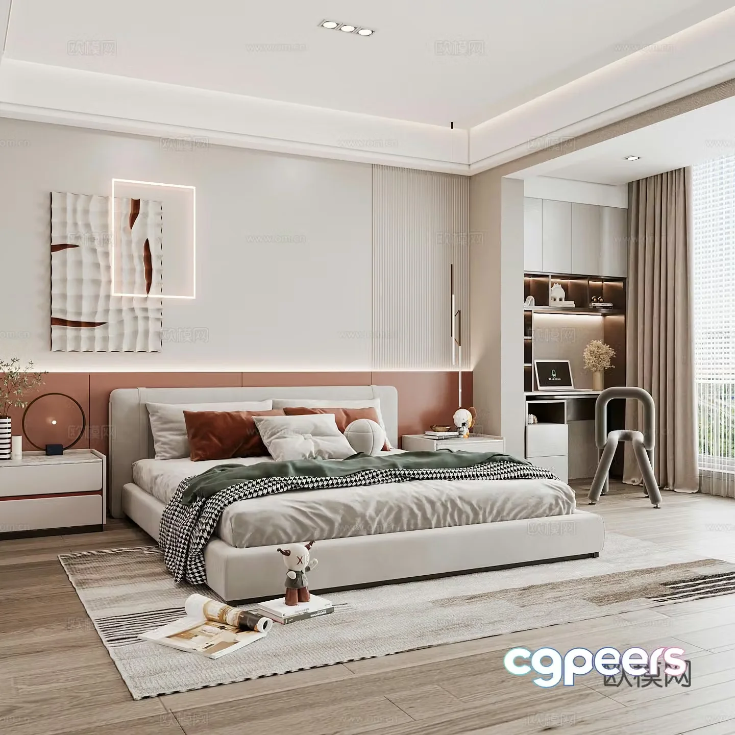 Modern home bedroom Modern bedroom Italian bedroom Simple bedroom Italian bed 3d model